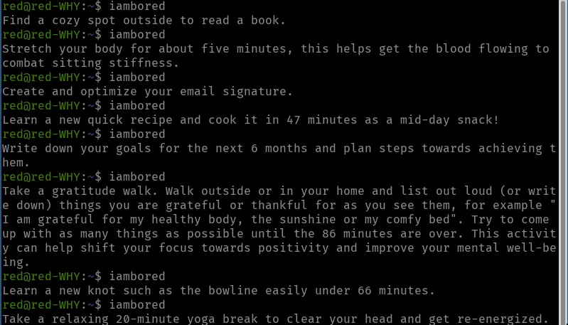 iambored - a ChatGPT powered tool suggesting things to do